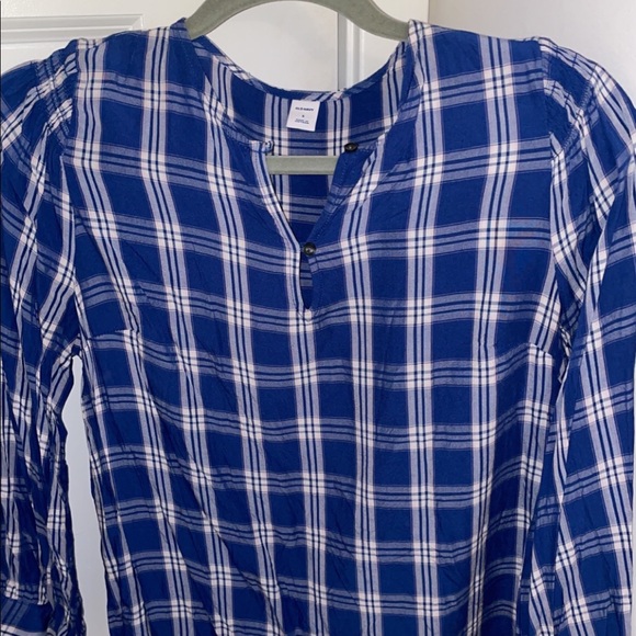 NWOT Old Navy Blue Plaid Blouse - Picture 3 of 4